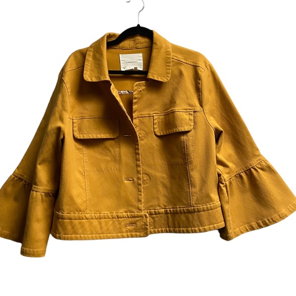 Anthropologie Jackets & Blazers - Anthropologie Mustard Yellow Bell Sleeve Cropped Jacket